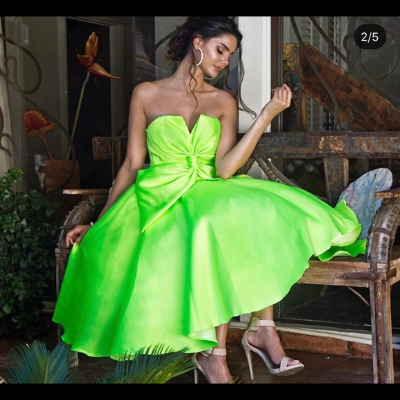 Eman Alajlan Neon green midi Dress sizes (Small and X-Small) - Picture 1 of 3